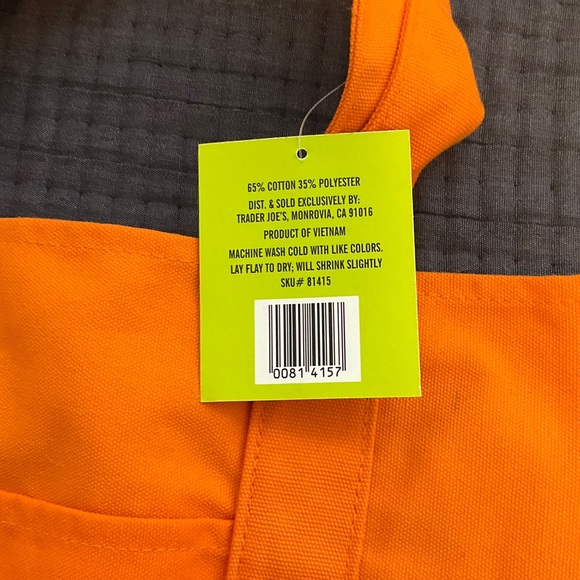 Trader Joe's Orange Mini Tote Bag - Picture 2 of 2